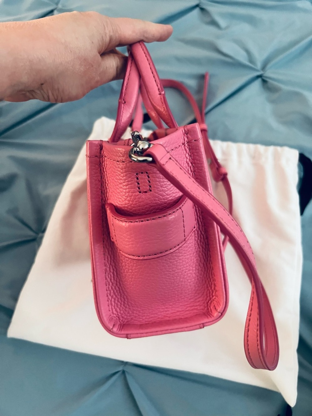 Marc Jacobs Pink The Tote Bag Mini Pebble Leather - Picture 3 of 5